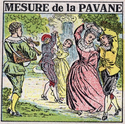 El arte de los sonidos: medir la pavana (danza). Ilustración anónima de 1925. Colección privada. de Anonymous Anonymous