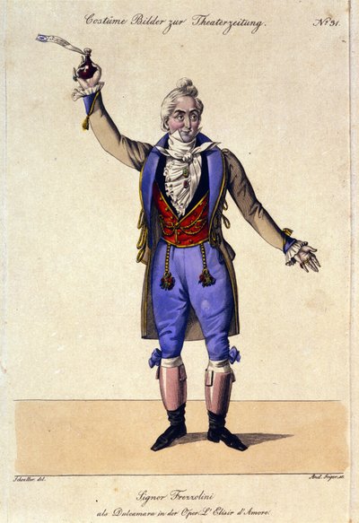 El bajo Giuseppe Frezzolini (1789-1861) interpretando al Doctor Dulcamara en la ópera 