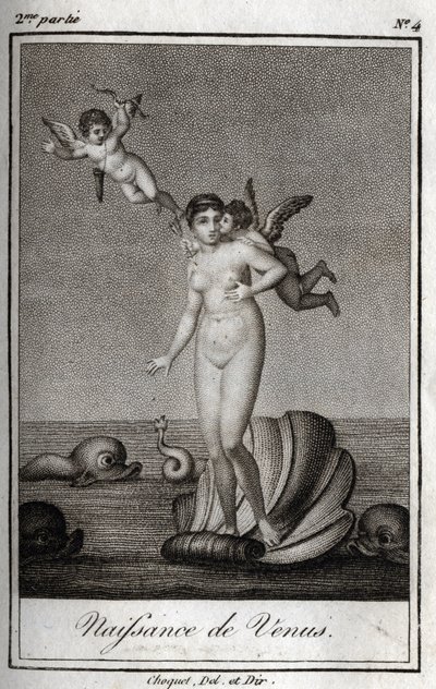 El nacimiento de Venus. Grabado de 1819 en “Cartas a Emilie sobre la mitología” por Charles Albert Demoustier (1760-1801). Colección privada. de Anonymous Anonymous
