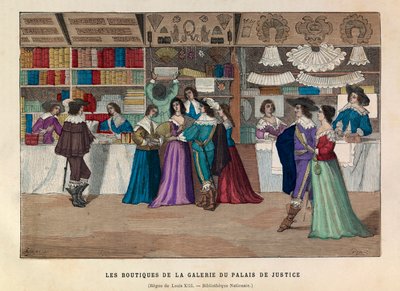 Las boutiques de la galería del Palais de Justice en París bajo el reinado del Rey Luis XIII en el siglo XVII de Anonymous Anonymous