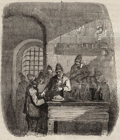 La cantina del bagne de Brest en el siglo XIX. Grabado en “Histoire des bagnes depuis leur creación à nos jours” (1877) por Pierre Zaccone (1817-1895). Colección privada. de Anonymous Anonymous