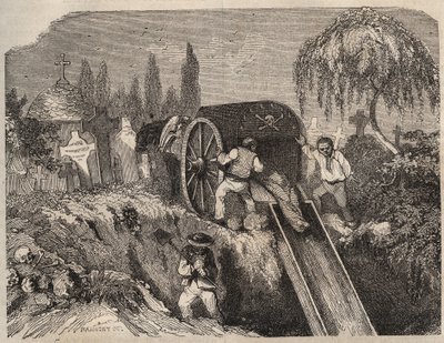 El cementerio del bagne de Brest en el siglo XIX. Grabado en “Histoire des bagnes depuis leur création à nos jours” (1877) de Pierre Zaccone (1817-1895). Colección privada. de Anonymous Anonymous