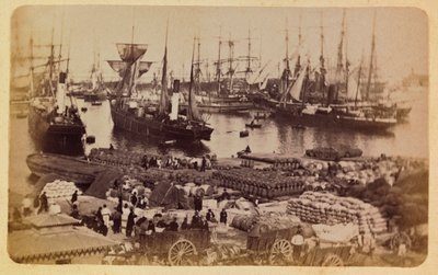 La ciudad de Marsella y sus alrededores alrededor de 1885-1890: Bassin de la Joliette, embarque de carga en gatos, colección privada de Anonymous Anonymous