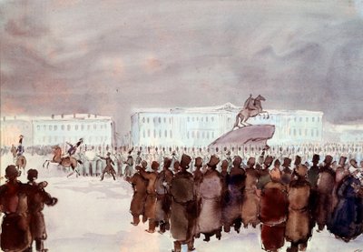 La multitud en la Plaza del Senado durante la revuelta decembrista en 1825 de Anonymous Anonymous