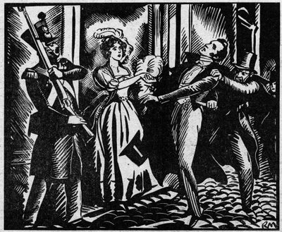 La muerte del Duque de Berry (1778-1820) el 13/02/1820 en la Real Academia de Música. El sobrino del Rey Luis XVIII es asesinado en la Ópera por Louvel, un republicano que quiere extinguir la dinastía real. Ilustración tomada de “Le petit journal illustr de Anonymous Anonymous