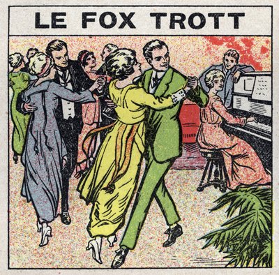 Los efectos de la música: parejas bailan el Fox Trot en una velada social. Ilustración anónima de 1925. Colección privada. de Anonymous Anonymous
