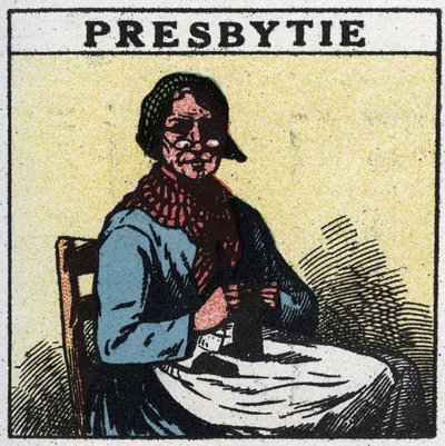 El ojo: persona que sufre de presbicia. Ilustración anónima de 1925. Colección privada. de Anonymous Anonymous