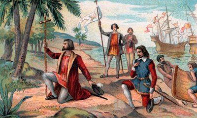 El desembarco de Cristóbal Colón (Cristóbal Colón, Cristoforo Colombo, Cristobal Colon) (1451-1506) en el Nuevo Mundo de Anonymous Anonymous