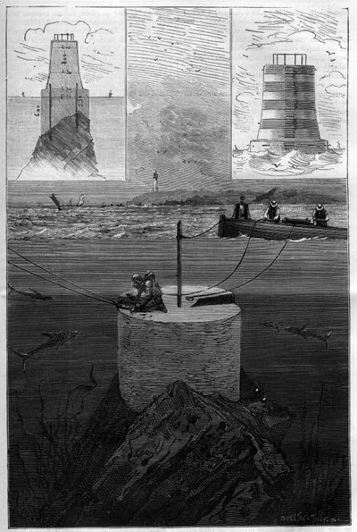 El faro de Lavezzi: Construcción de la Torre Faro de las Islas Lavezzi en el estrecho que separa Córcega de Cerdeña en el Mar Mediterráneo construido en 1874 por la Marina Nacional tras el naufragio del Semillante en 1 de Anonymous Anonymous