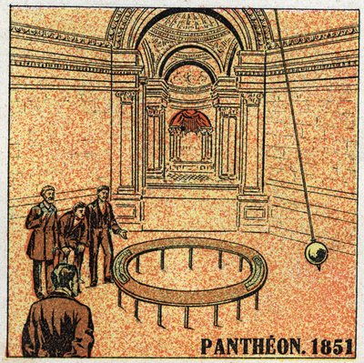 El péndulo: experiencia de Léon Foucault (1819-1868) en el Panteón en 1851 demostrando la rotación de la Tierra. Ilustración anónima de 1925. Colección privada. de Anonymous Anonymous