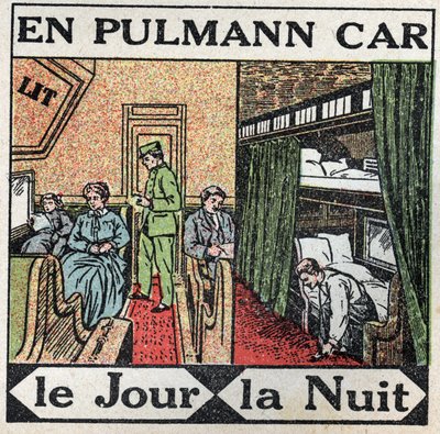 Ferrocarriles: dentro del vagón Pullman. Ilustración anónima de 1925. Colección privada. de Anonymous Anonymous