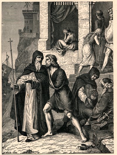 La redención de cautivos por los Trinitarios: la Orden de la Santísima Trinidad para la Redención de Cautivos, conocida como la Orden de los Trinitarios o Mathurins, se encarga de la redención de cristianos reducidos a esclavitud por los moros aquí en Túne de Anonymous Anonymous