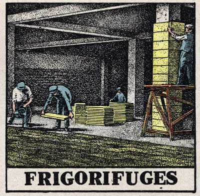 La industria de la refrigeración: refrigeradores. Ilustración anónima de 1925. Colección privada. de Anonymous Anonymous