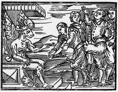 Los brujos rinden homenaje al diablo - Compendium Maleficarum, trata sobre las brujas, su maldad y sus sortilegios por Francesco Maria Guazzo o Guaccio o Guaccius (15??? -16??) 1608 Colección Privada de Anonymous Anonymous
