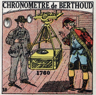 Tiempo: cronómetro marino inventado por Ferdinand Berthoud (1727-1807) en 1760. Ilustración anónima de 1925. Colección privada. de Anonymous Anonymous