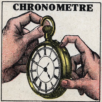Tiempo: un cronómetro. Ilustración anónima de 1925. Colección privada. de Anonymous Anonymous