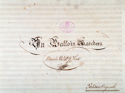 Portada de la primera edición de la partitura de Un ballo in maschera, ópera de Giuseppe Verdi de Anonymous Anonymous