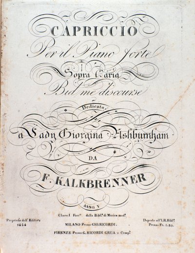 Portada de partitura de Capriccio de F Kalkbrenner de Anonymous Anonymous