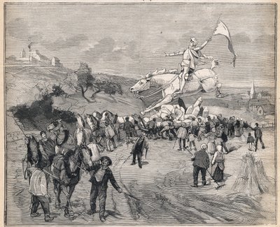 Transporte de la estatua de Juana de Arco de París a Chinon. Grabado en "Le Petit Parisien" el 13/08/1893. de Anonymous Anonymous