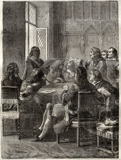 Tratado de Ryswick (El Tratado de Ryswick, 30 de octubre de 1697) (fin de la Guerra de la Liga de Augsburgo entre Luis XIV y la Gran Alianza). Grabado del siglo XIX. Colección privada. de Anonymous Anonymous
