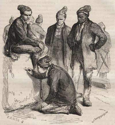Tipos de galerías del bagne de Brest en el siglo XIX. Grabado en "Histoire des bagnes depuis leur création à nos jours" (1877) por Pierre Zaccone (1817-1895). Colección privada de Anonymous Anonymous