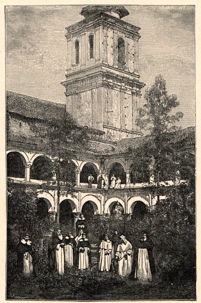 Vista del Convento Dominicano en Quito, Ecuador. Grabado en “Les Missions Catholiques au XIXeme Siecle” de Louis-Eugene Louvet. Colección privada. de Anonymous Anonymous