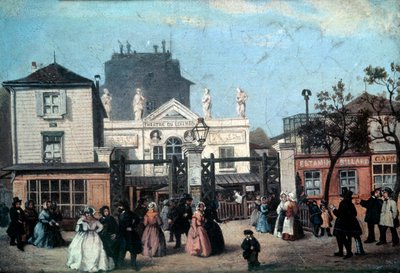 Vista del teatro de Luxemburgo llamado bobino, rue de Fleurus en París Pintura anónima. 1845 de Anonymous Anonymous