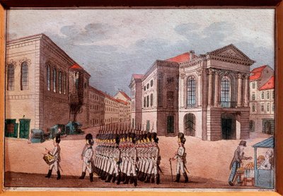 Vista del Teatro Nacional de Praga en la época de la ocupación austriaca de Anonymous Anonymous