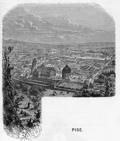 Vista de la ciudad de Pisa, Italia. Grabado de 1859 en “las galerías de Europa - Italia” de Armengaud. Colección privada. de Anonymous Anonymous
