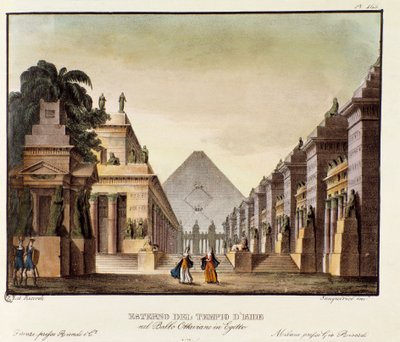 Vista del templo de Isis, escenografía para el ballet 