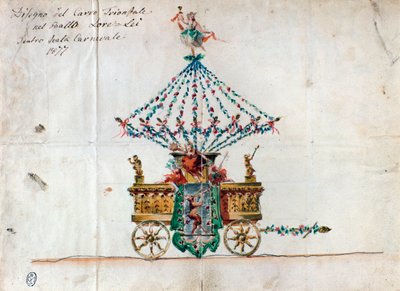 Vista del carro triunfal en Lorelei, ópera de Catalani (1877) de Anonymous Anonymous