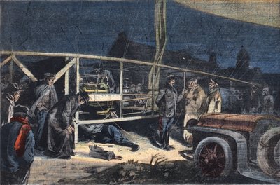 Avería del dirigible Ville de Paris en Valmy. Grabado del periódico "Le Petit Parisien", 2/02/1908. Colección privada. de Anonymous Anonymous