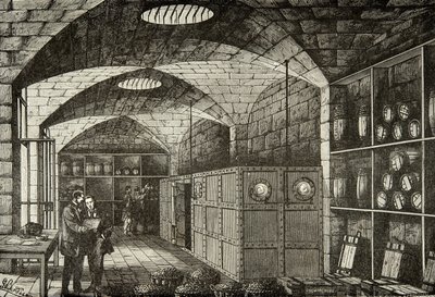 Bodegas del tesoro del Banco de Francia en el siglo XIX, Grabado, Colección Privada de Anonymous Anonymous