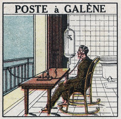 Telefonía inalámbrica: radio de galena. Ilustración anónima de 1925. Colección privada. de Anonymous Anonymous