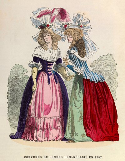 Trajes de mujeres medio negligé en 1787 de Anonymous Anonymous