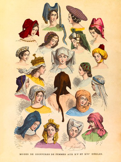 Peinados de mujeres en los siglos XV y XVI de Anonymous Anonymous