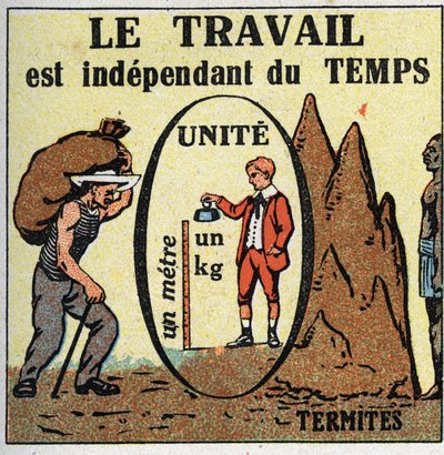 Trabajo y potencia: el trabajo depende del tiempo. Ilustración anónima de 1925. Colección privada. de Anonymous Anonymous