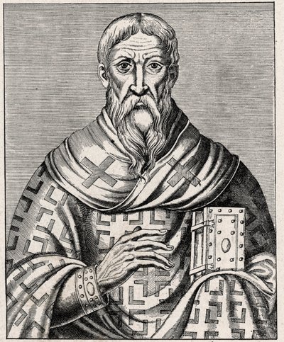 Retrato de Dionisio el Areopagita - Retrato de San Denys el Areopagita (siglo I), obispo griego - Grabado después de una ilustración de la “Vida de Hombres Ilustres” por Thevet - En “Les Missions Catholiques au XIXeme Siecle” por Louis-Eugene Louvet de Anonymous Anonymous