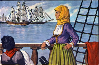Representación de la heroína de la Independencia Griega Bubulina (Bouboulina) Laskarina (1771-1825) después de un cartel de Anonymous Anonymous