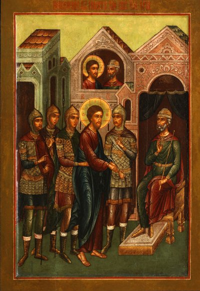 Cristo ante Pilato de Anonymous Russian icon painter