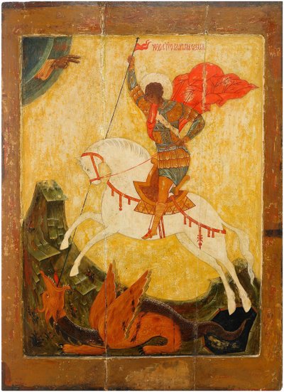 San Jorge y el Dragón, ca. 1600 de Anonymous Russian icon painter