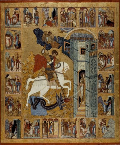San Jorge con escenas de su vida de Anonymous Russian icon painter