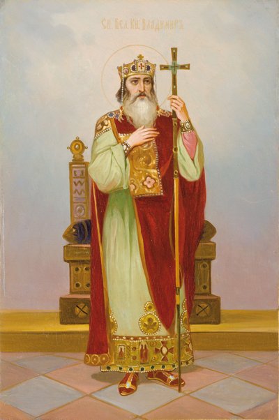 San Gran Duque Vladimir Svyatoslavich, principios del siglo XX de Anonymous Russian icon painter