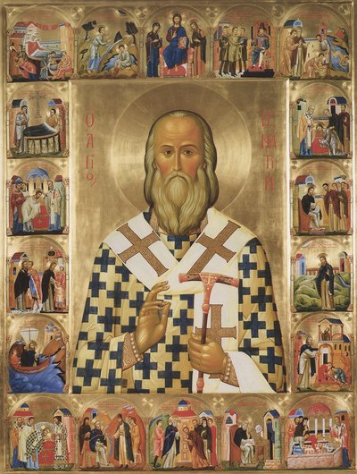 San Ignacio Brianchaninov con escenas de su vida, siglo XX de Anonymous Russian icon painter