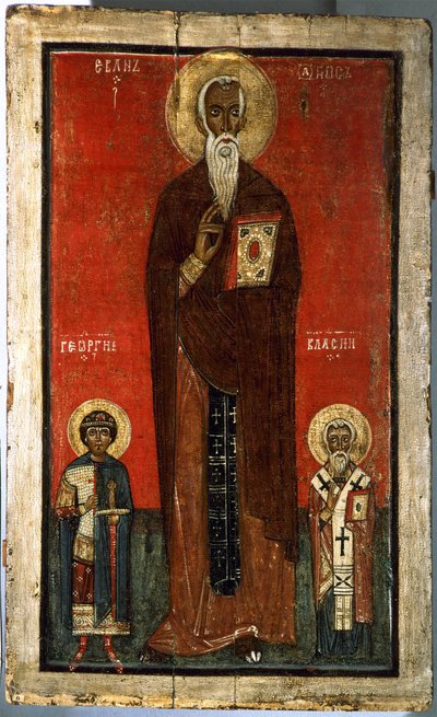 San Juan Clímaco con San Jorge y San Blas, segunda mitad del siglo XIII de Anonymous Russian icon painter