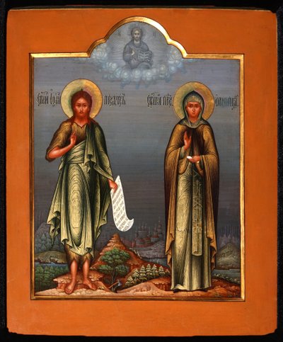 San Juan el Precursor y Santa Olimpia la Diaconisa, finales del siglo XIX de Anonymous Russian icon painter