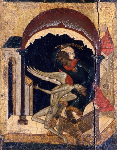 San Nicetas Venciendo a Satanás (detalle), siglo XVI de Anonymous Russian icon painter