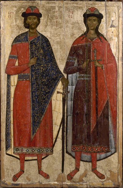 Santos Boris y Gleb, mediados del siglo XIV de Anonymous Russian icon painter