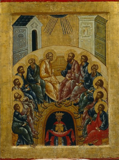 El descenso del Espíritu Santo, 1497 de Anonymous Russian icon painter