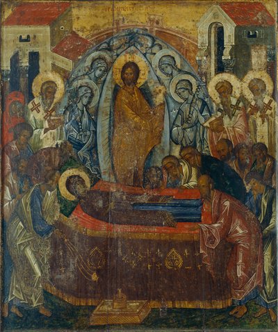 La Dormición de la Virgen, principios del siglo XV de Anonymous Russian icon painter